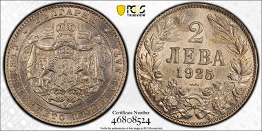 1925 2 Leva KM-38 Poissy MS64