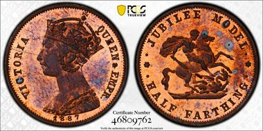 1887 1/2 Far Jubilee Model Rogers-580/589 MS63RB