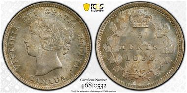 1893 5C Narrow Date, 8/8, 9/9 RP-2 MS66+