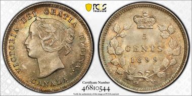 1899 5C Normal Date, High 99 MS66