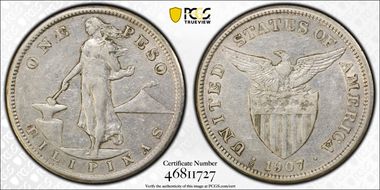 1907-S Peso XF40