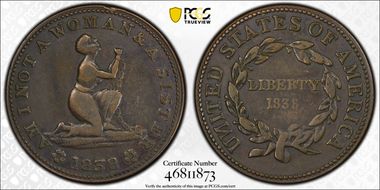 1838 Token HT-81A Copper  Am I Not A Woman VF30BN