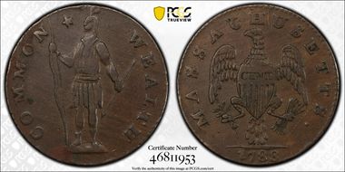 1788 Cent Massachusetts, Period VF35BN