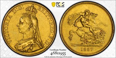 1887 £5 S-3864 XF45