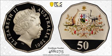 2001 50C Centenary of Federation Colorized PR69DCAM