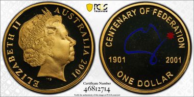 2001 $1 Centenary-Colorized PR69DCAM