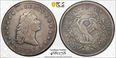 1795 $1 Flowing Hair, 3 Leaves VF30