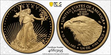 2021-W $10 Gold Eagle - Type 2 PR70DCAM