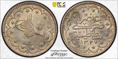 AH1327//7 (1915) 5 Kur KM-750 MS66