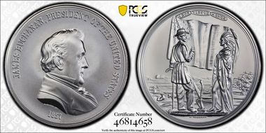 (2023) Medal James Buchanan "1857" Silver Matte Finish First Strike MS70