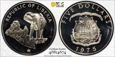 1975 $5 Elephant PR68CAM