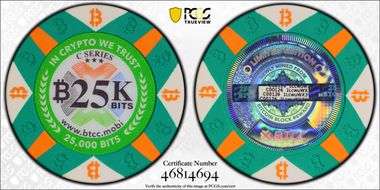 2016 .025 BTC BTCC Green 25k Chip MS70