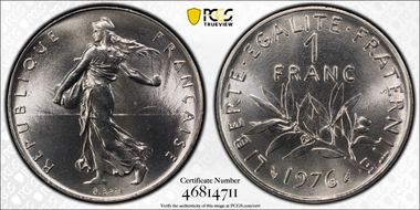 1976 1 Fr Gad-474 MS68