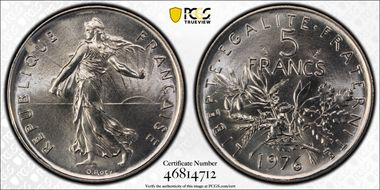 1976 5 Fr Gad-771 MS67