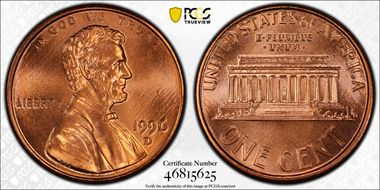 1996-D 1C MS67RD