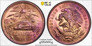 1955-Mo 20C Large Eagle MS66RB