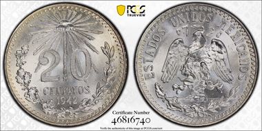 1942-M 20C KM-438  Ag MS67