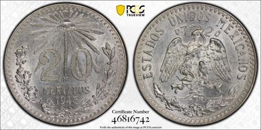 1943-M 20C KM-438 Ag MS65
