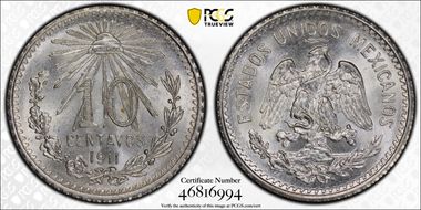 1911-M 10C KM-428  Ag MS65