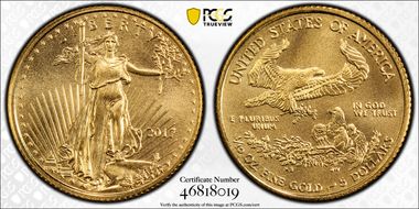 2017 $5 Gold Eagle MS70