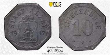 1917 10 Pfg Funck-14.1 Alzey MS62
