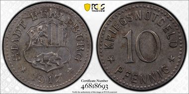 1917 10 Pfg Funck-38.1A Berleburg AU58