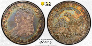 1819 50C Overton 111 AU50+