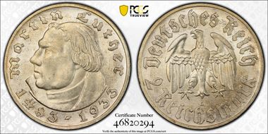 1933-A 2 Mk Luther J-352 MS64