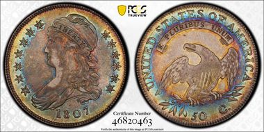 1807 50C Capped Bust, Small Stars AU53