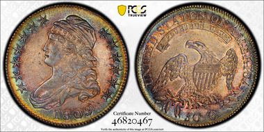 1809 50C O-109a, III Edge AU58