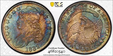 1832 50C Small Letters AU58+