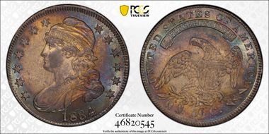 1834 50C O-104 Lg Date, Sm Letters MS64