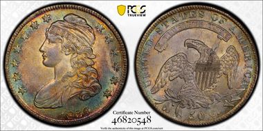 1836 50C Lettered Edge AU55