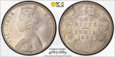 1892-B Rupee SW-6.128 Incuse MS63