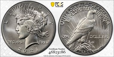 2021 $1 Peace Dollar 100th Anniversary MS69