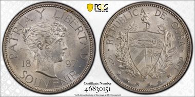 1897 S Peso KM-M2 Star Below MS64