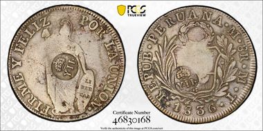 (1834-37) 8 R KM-138.2 C/M on Peru 8R N1