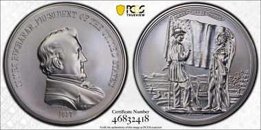 (2023) Medal James Buchanan "1857" Silver Matte Finish First Strike MS70