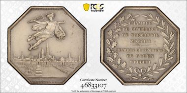 "1802" Jeton CdC Rouen Corne Ag Matte MS65