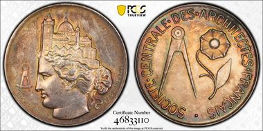 (1880-DT) Medal Society of French Architects Ag MS61