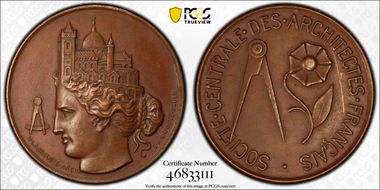 (1880-DT) Medal Society of French Architects Cu N1BN