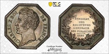 1825 Jeton  Syndicat des Finances Ag MS63