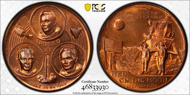 1969 Medal Apollo XI Cu  Men on the Moon SP65RB