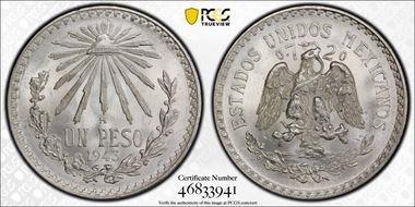 1943-M Peso KM-455  Ag MS66