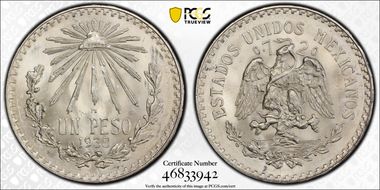 1938-M Peso KM-455  Ag MS65