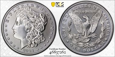 2021-D $1 Morgan Dollar 100th Anniversary MS70