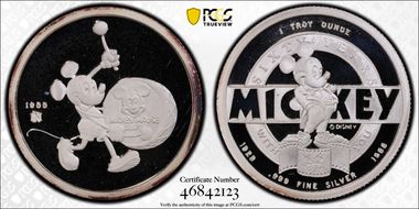 1988-RM 1 oz Mickey Mouse Club 1955 60 Years With You Ag PR67DCAM