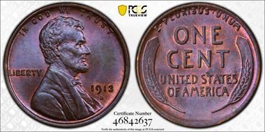 1913-D 1C MS64BN