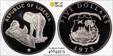 1973 $5 Elephant PR68DCAM