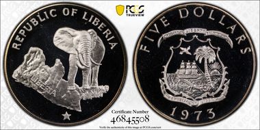 1973 $5 Elephant PR68DCAM